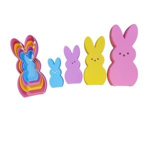 Nesting Bunny Easter Containers Set of 4 Pink‎ Yellow Purple Blue Peeps Style